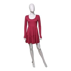 ASOS Long Sleeve Tiered Dress Raspberry 0
